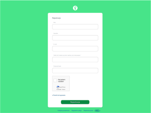 Rejestracja w Wirtualnym gospodarstwie jest bardzo szybka i prosta Panel do rejestracji w Wirtualnym gospodarstwie. Na zielonym tle jest okienko, w którym trzeba wpisać swoje dane.
